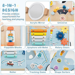 8-in-1 Wooden Baby Walker, Push and Pull Learning Activity Center