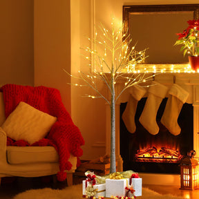 1.2/1.5/1.8 M Artificial Twig Birch Tree with 48/72/96 Warm White LED Lights for Christmas