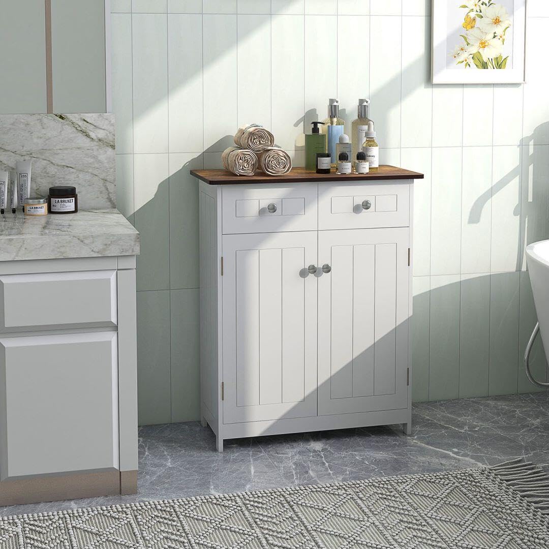 Giantex Bathroom Floor Cabinet, Freestanding Storage Organizer with 2 Drawers