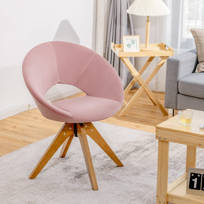 Giantex Swivel Accent Chair, Modern Office Chair w/Solid Wood Legs, Oversized Upholstered Leisure Chair