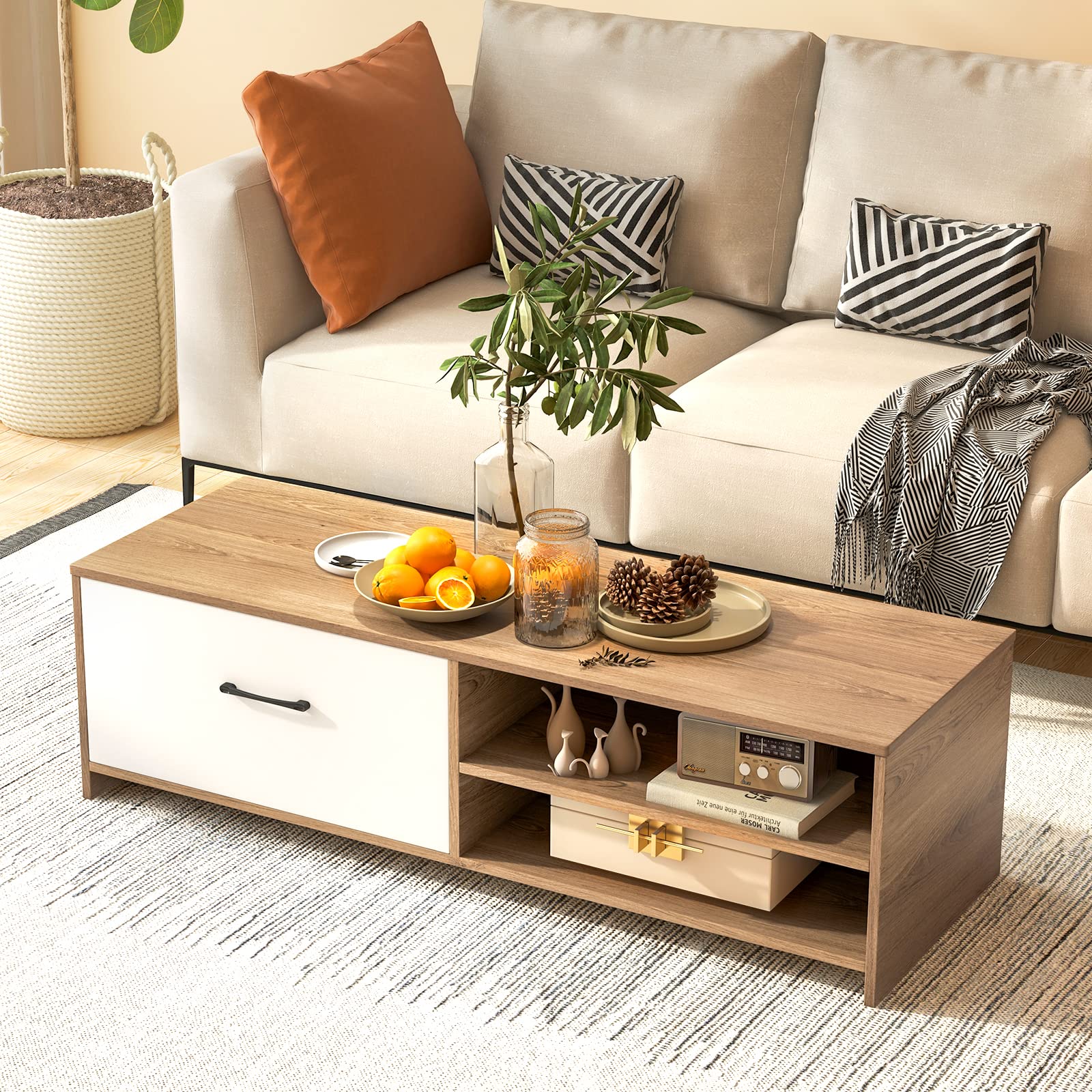 Giantex TV Stand Media Entertainment Center for TVS up to 55", Modern TV Cabinet with 1 Large Drawer