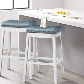 Giantex 74cm Saddle Bar Stools Set of 2, Backless Nailhead Bar Stool