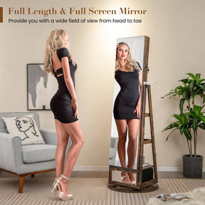 Giantex 360° Swivel Jewelry Cabinet w/Full-Length Mirror