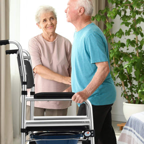 Toilet Commode Wheelchair, Multifunctional Rolling Commode Chair w/ 5-Level Adjustable Height & Removable Toilet