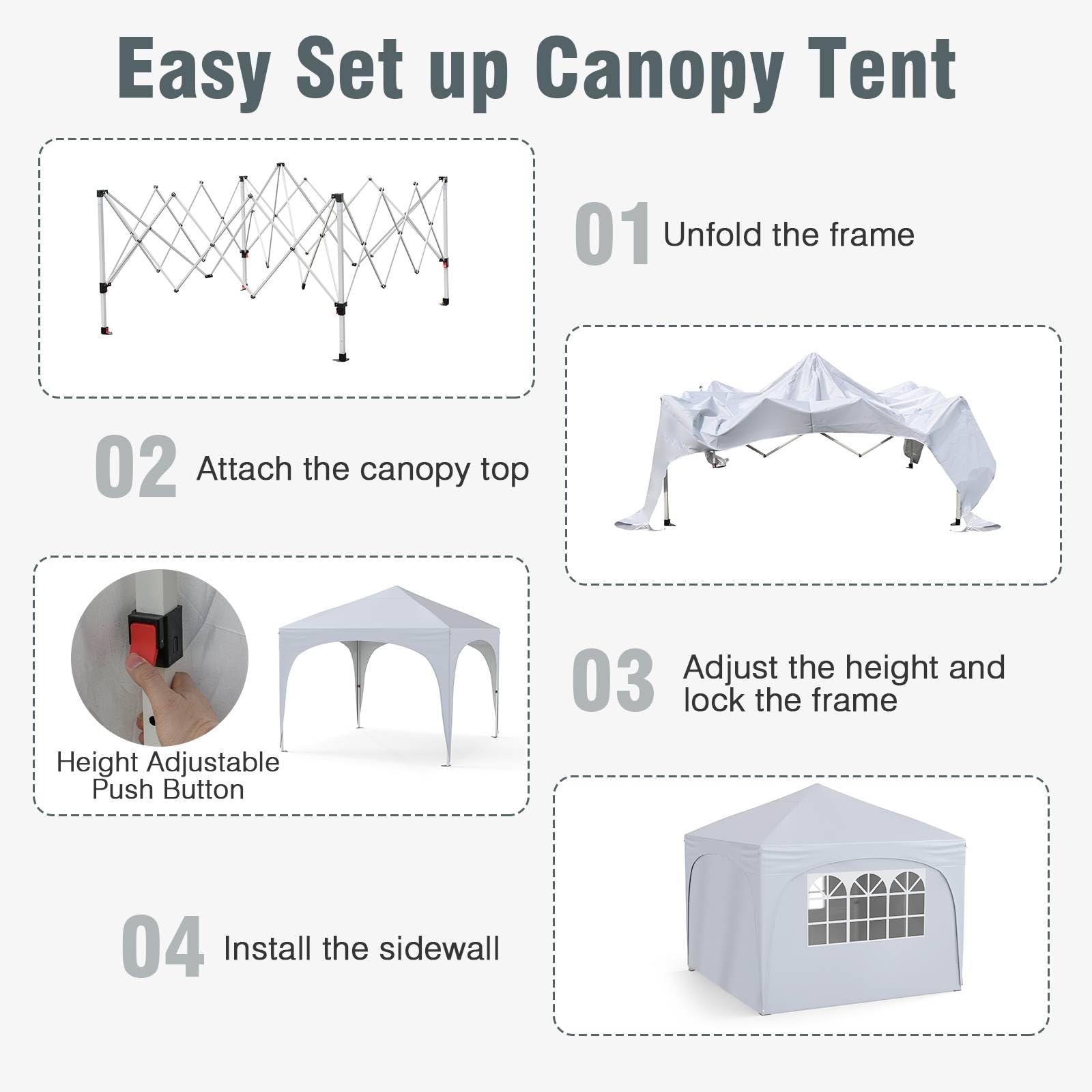 3 x 3 m Pop up Canopy Tent w/ 4 Removable Sidewall