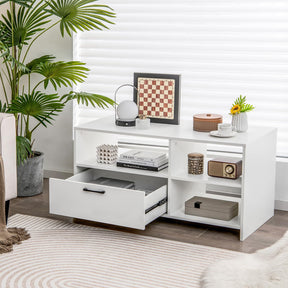 Giantex TV Stand for TVs up to 50", Modern Media Console Table w/ 3 Open Compartments & 1 Storage Drawer