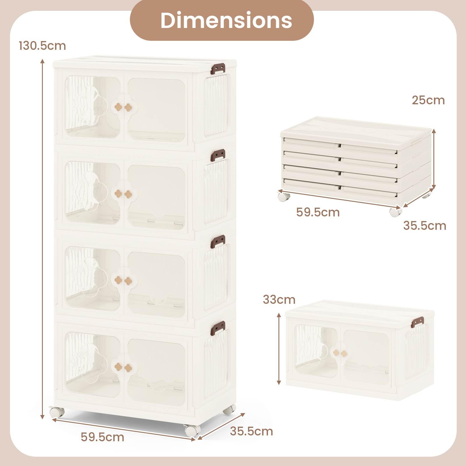 4-Tier Stackable Storage Bins with Lid 212L Closet Storage Organizer