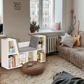 Giantex 6-Cubby Kids Bookcase with Cushioned Reading Nook and Mat