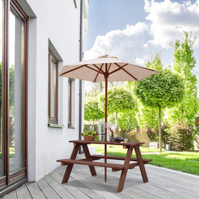 HONEY JOY Kids Picnic Table, Wooden Table & Bench Set