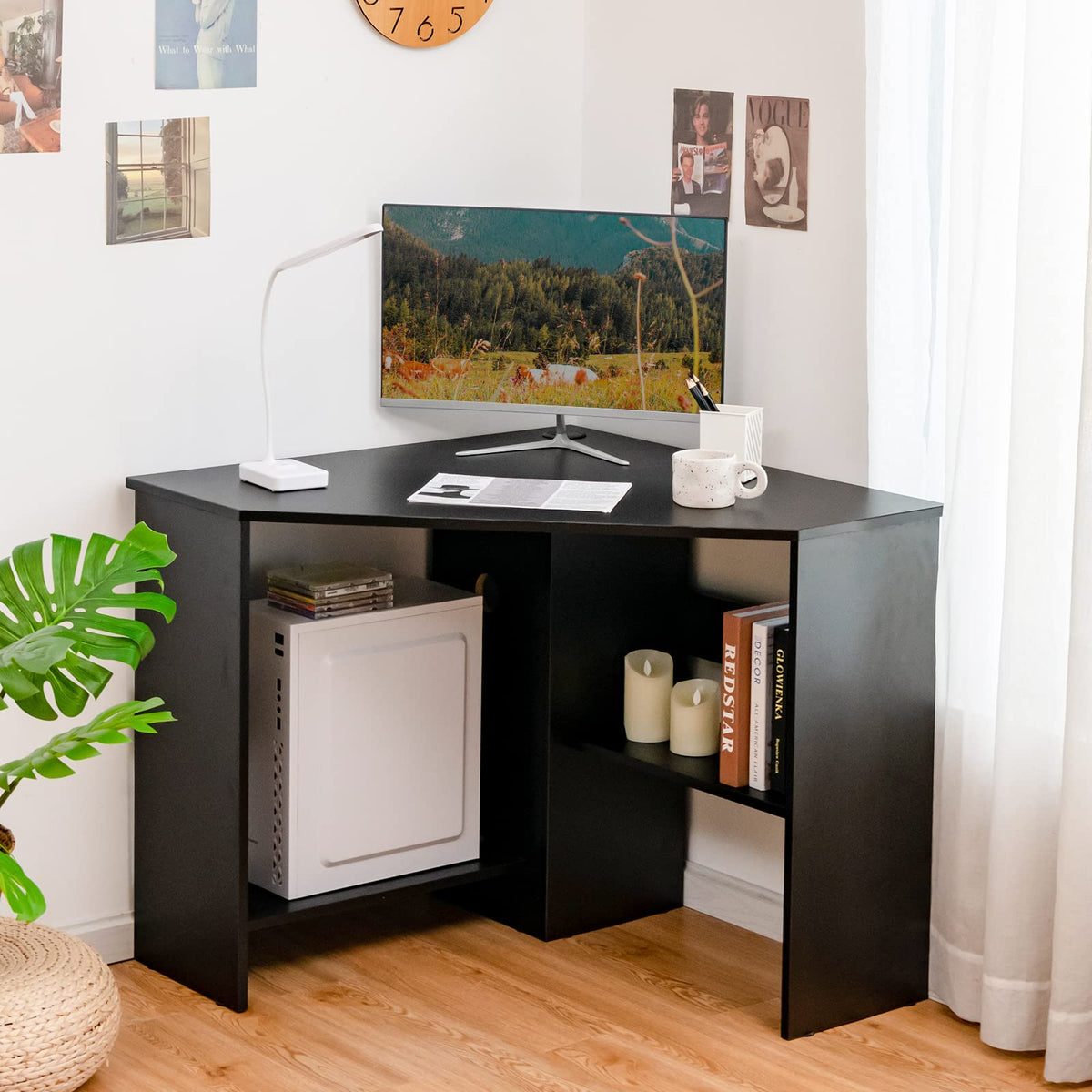 Compact Corner Desk, Corner Study Working Table
