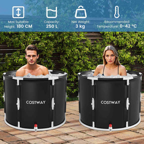 Ice Bath Tub for Adult, Outdoor Ice Plunge Tub w/Lid, Foldable Athletes Cold Therapy Tub at Home Garden Yard