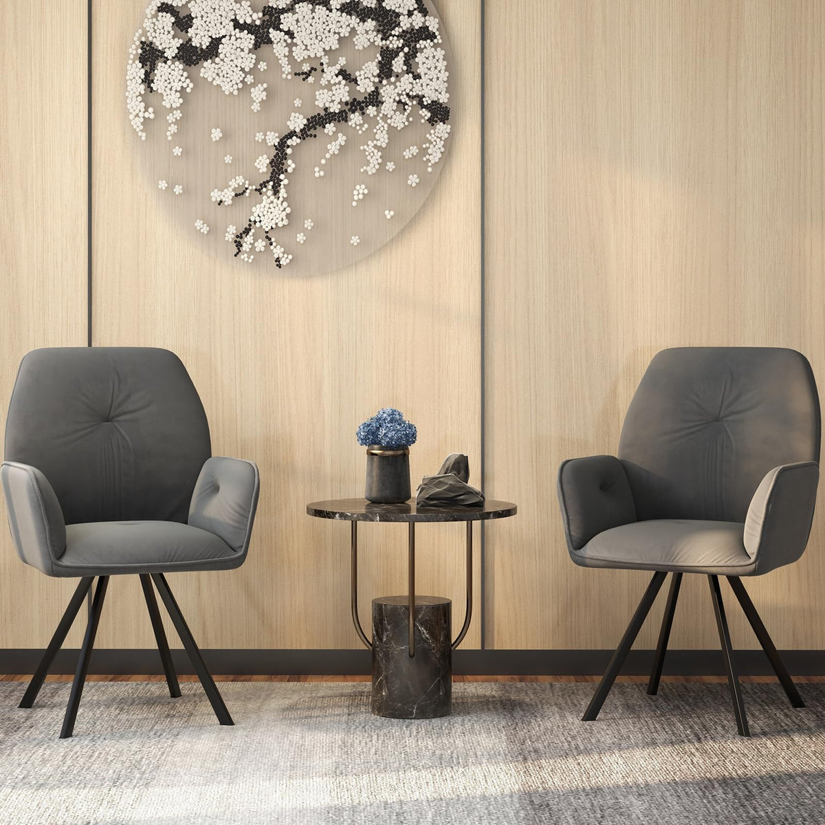 Giantex 2 PCS Swivel Accent Armchairs Modern Velvet Accent Chairs w/Metal Legs & Anti-Slip Foot Pads