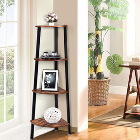 Giantex 4-Tier Corner Shelf, Lightweight Wood Look Organizer w/Metal Frame, Multipurpose Storage Shelf