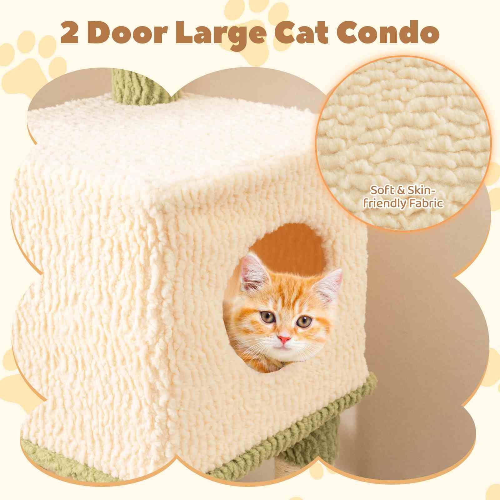 Tall Cat Tree, Multi-Level Cat Tower w/Private Condo, Cat Self-Grooming Brush & Scratching Posts