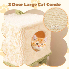 Tall Cat Tree, Multi-Level Cat Tower w/Private Condo, Cat Self-Grooming Brush & Scratching Posts