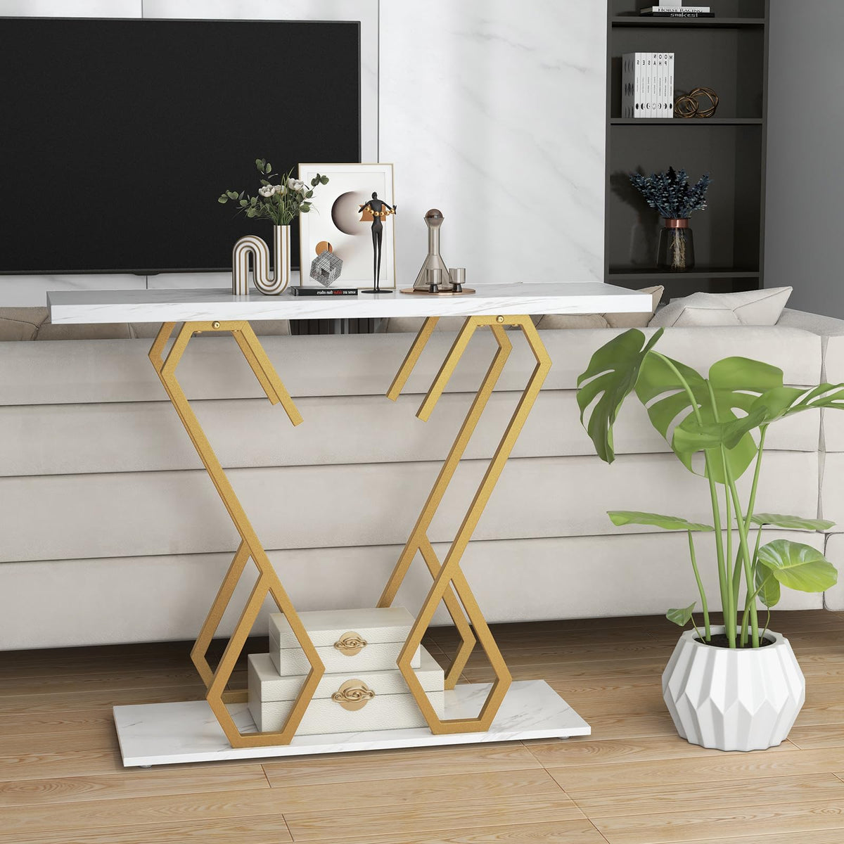 Faux Marble Console Table Foyer Table Entryway Hallway Table Side Table