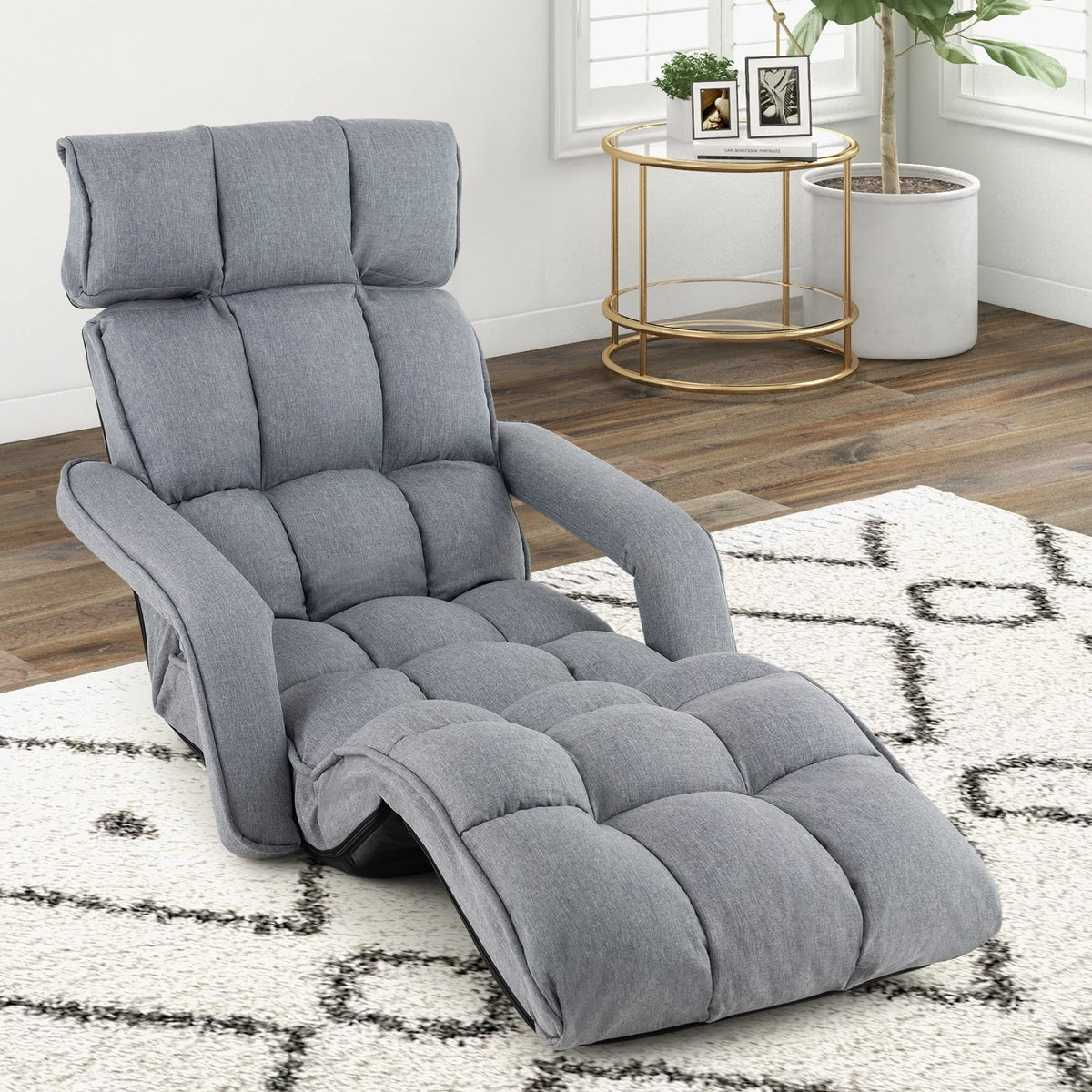 Giantex Foldable Lazy Sofa, Indoor Chaise Lounger Sofa with 6 Adjustable Positions