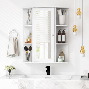 Giantex Bathroom Medicine Cabinet with Mirror, Wall Mounted Storage Cabinet w/Single Mirror Door
