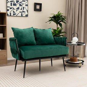 Giantex Modern Loveseat Sofa, Upholstered Dutch Velvet Sofa Couch
