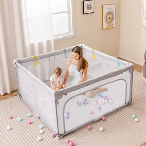 BABY JOY Baby Playpen, BPA-Free Foldable Toddlers Safety Fence Play Yard