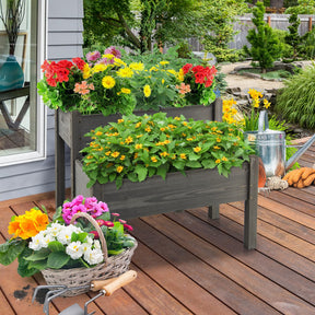 2 Tier Wooden Raised Garden Bed, Fir Wood Elevated Planter Garden Box