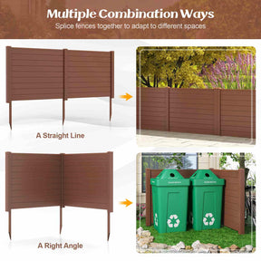 Outdoor 123cm L x 95 cm H PVC Privacy Fence Panels Enclosure w/ 51cm Long Stakes