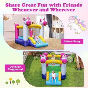 Inflatable Bounce House, 2-in-1 Kids Bouncer with Slide & Jumping Area