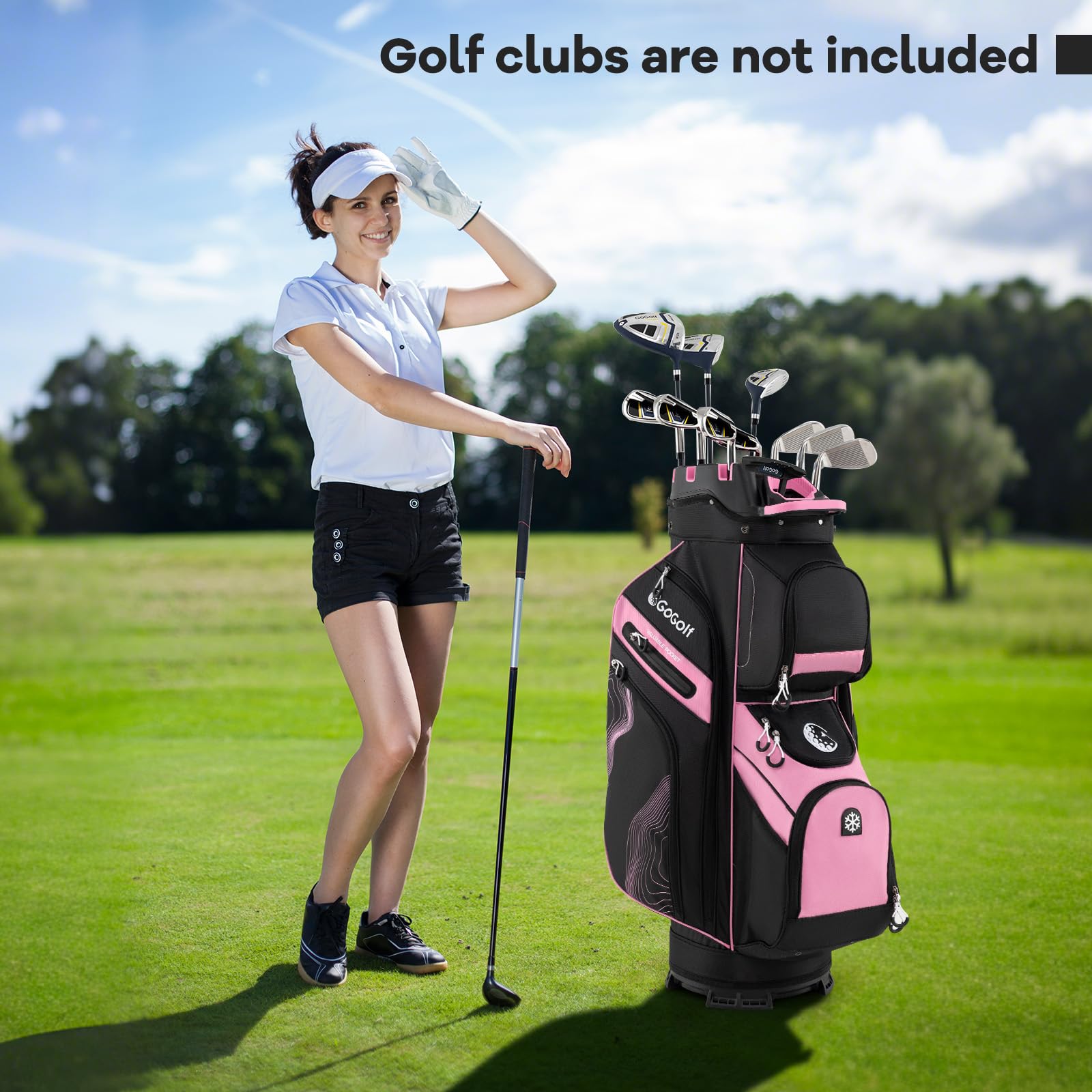 Golf Cart Bag, Molded Lock Top Golf Bag w/14-Way Full Length Dividers