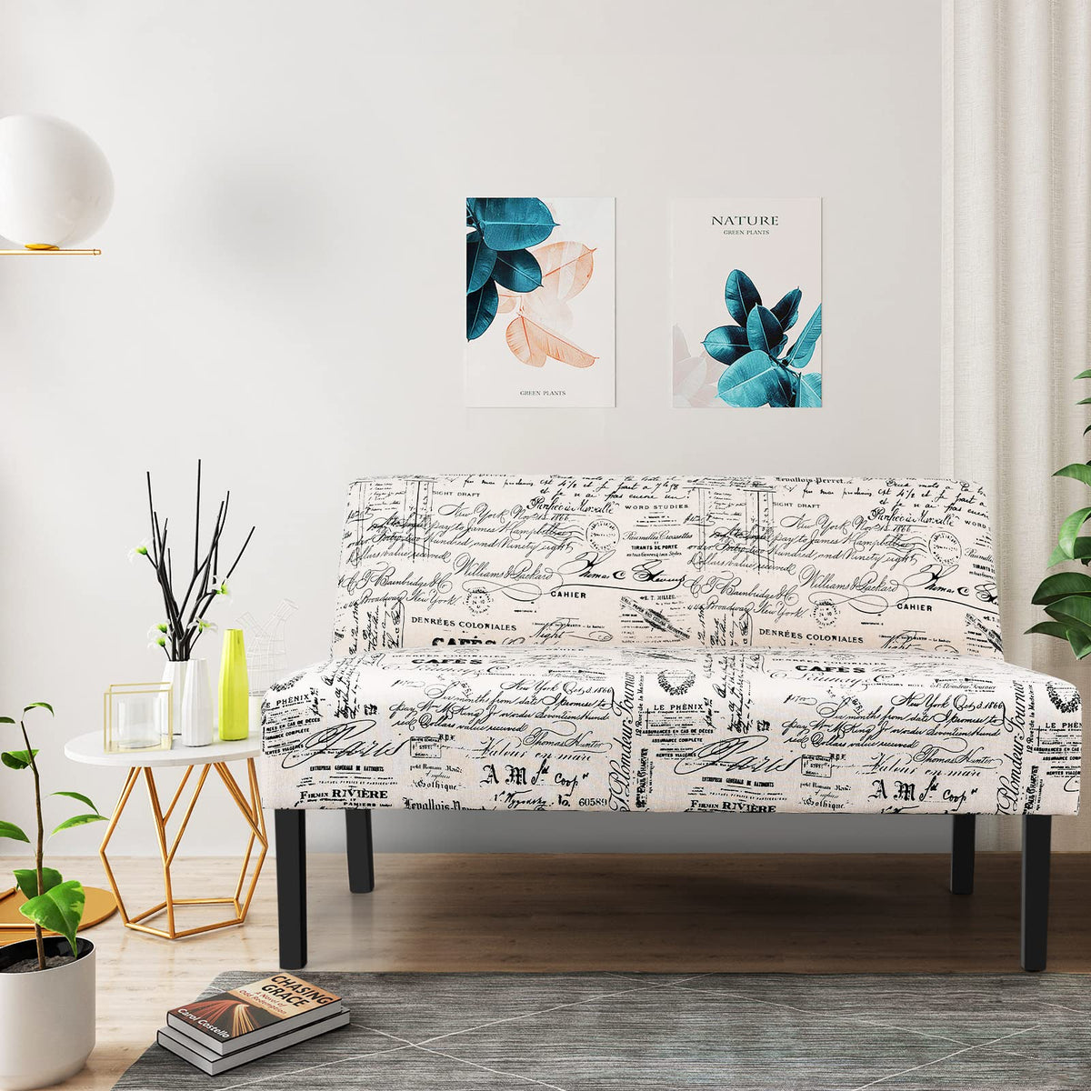 Giantex Armless Loveseat Sofa, 2-Seater Sofa
