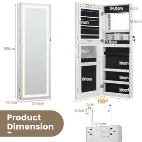 Giantex 108 cm Jewelry Mirror Cabinet, Lockable Jewelry Door & Wall Cabinet
