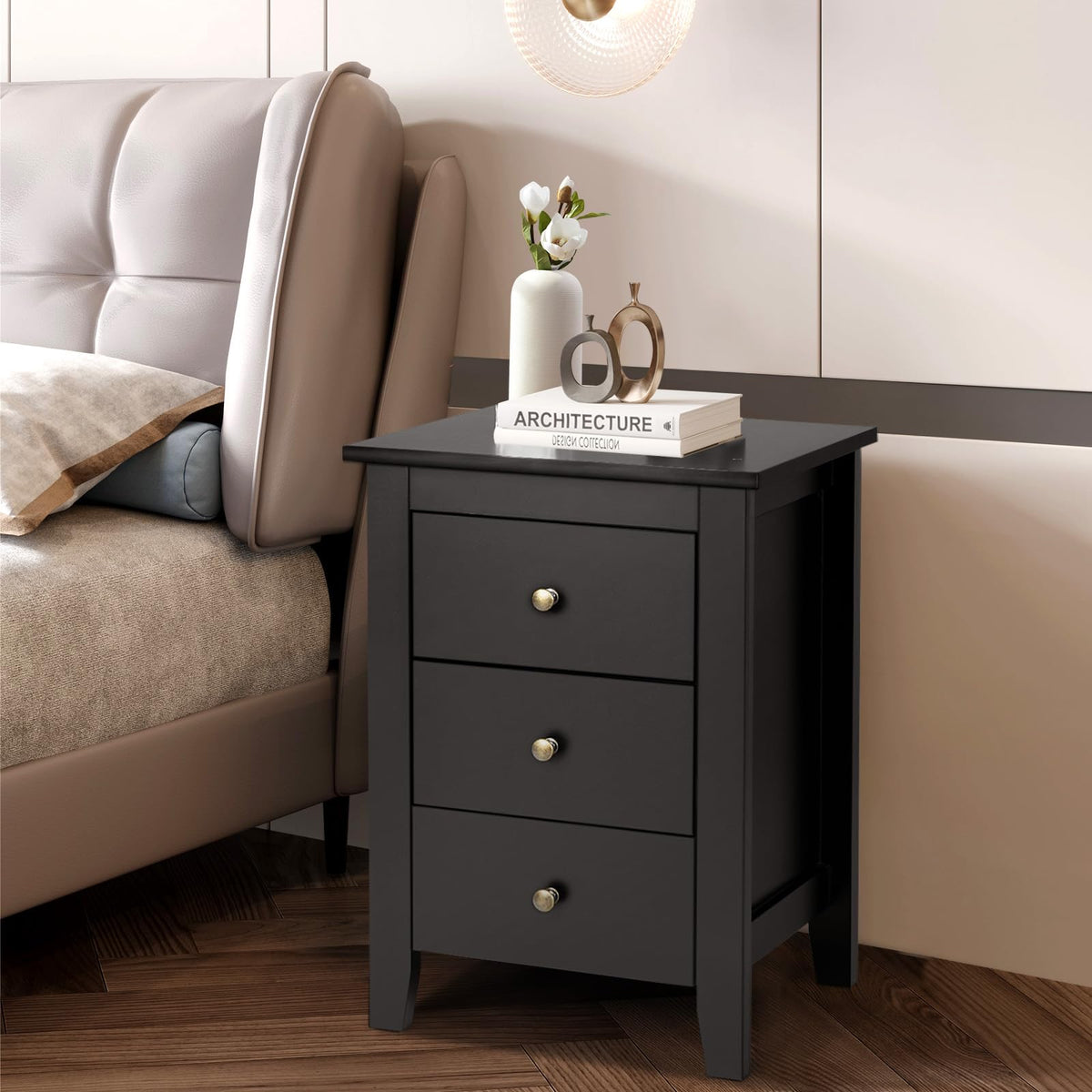 Giantex Nightstand with Drawers 3 Drawers