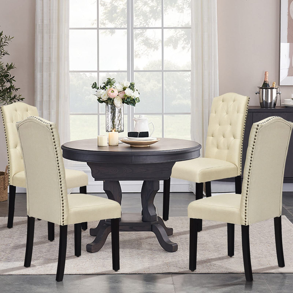 Giantex 2 Pcs Dining Chairs Tufted Upholstered Seat
