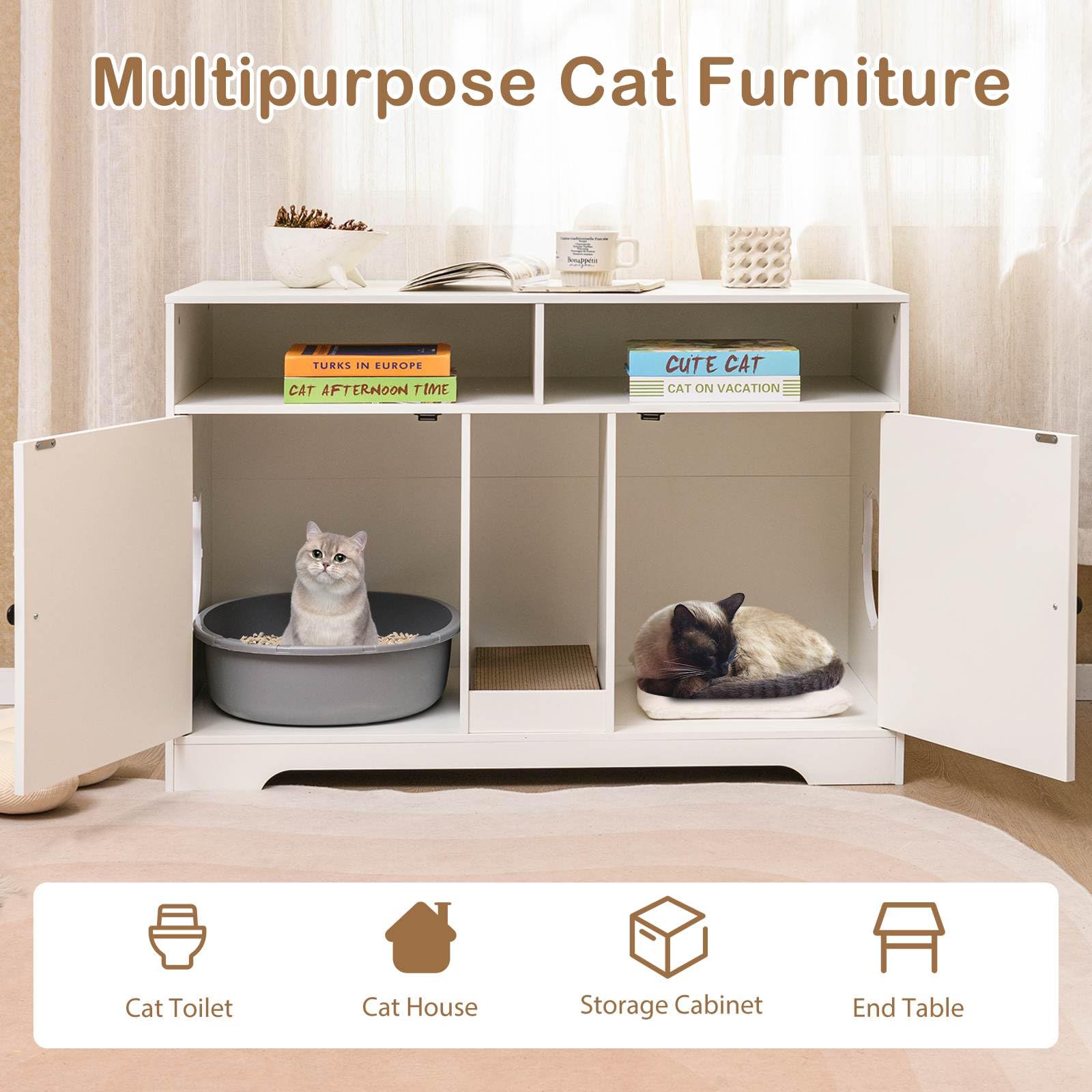 108 cm Hidden Cat Washroom Furniture w/Storage