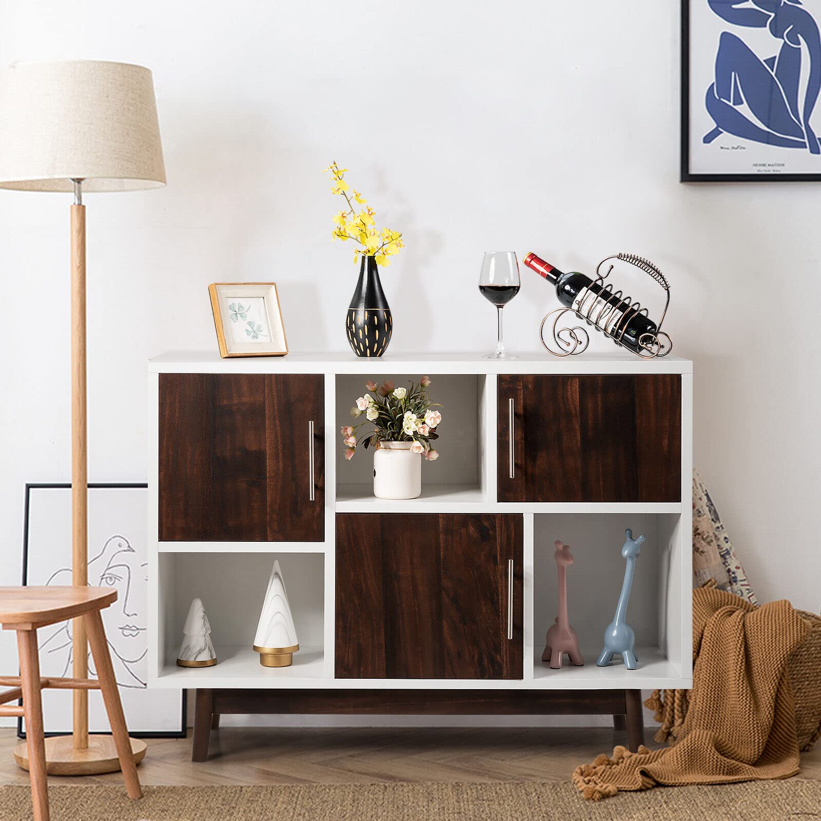 Giantex Buffet Cabinet, Modern Sideboard with 3 Doors, TV Console Center, Buffet Table Cupboard