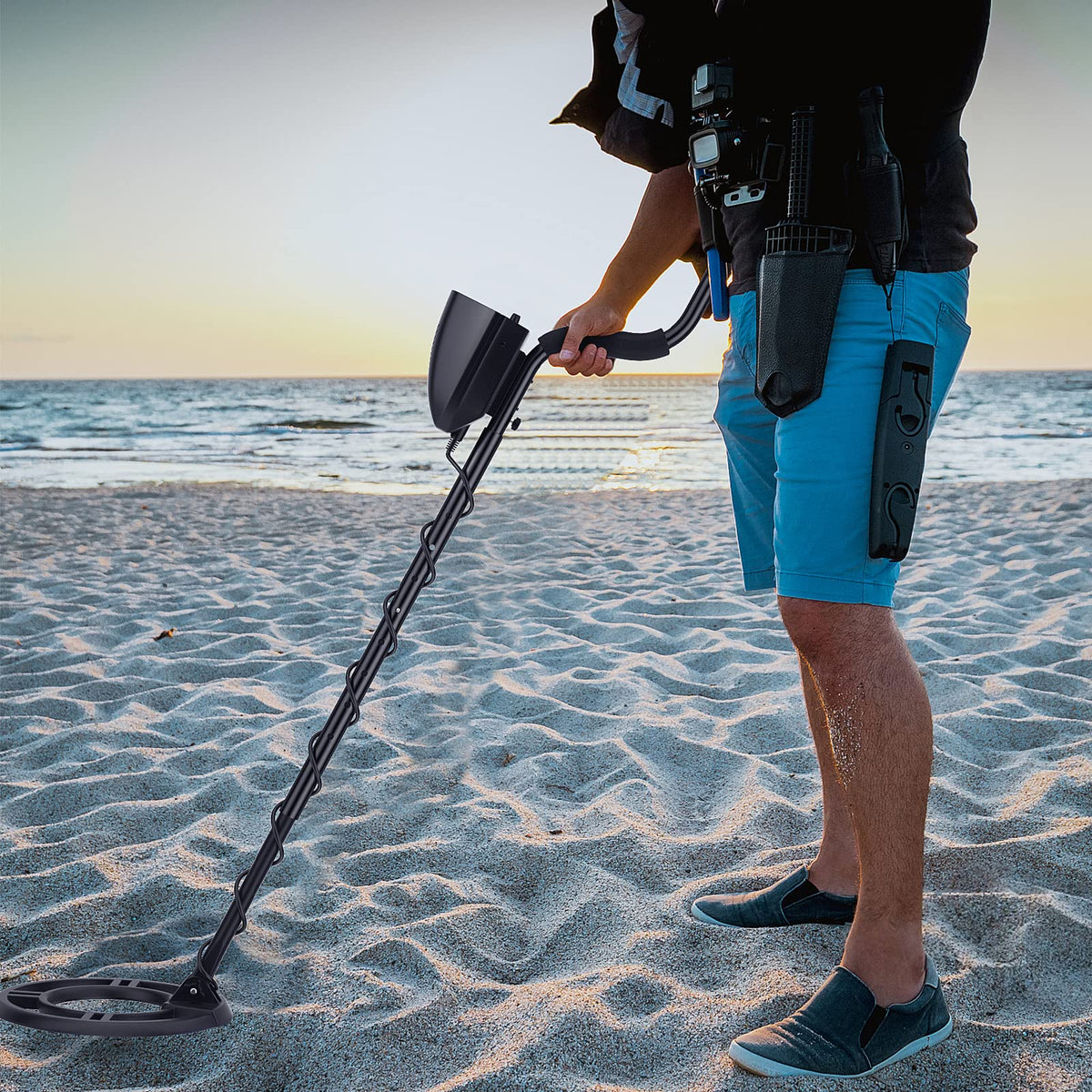 Metal Detector Kit, High Accuracy Metal Detector w/LCD Display & Waterproof Search Coil