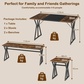 5-Piece Dining Room Set for 4-6 People Space-Saving Dinette Set with Metal Frame