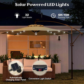 3M Solar LED Offset Cantilever Umbrella with Easy Tilt Adjustment