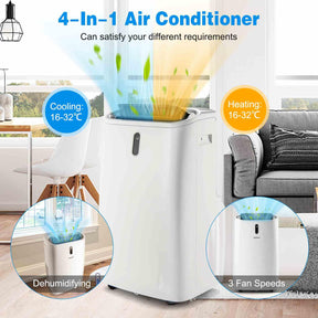 14000/16000 BTU 4-in-1 Portable Air Conditioner with Fan and Sleep Mode