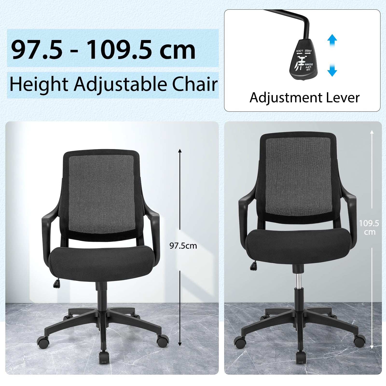 Giantex Ergonomic Office Chair, Modern Breathable Mesh Chair w/Curved Backrest & Armrest