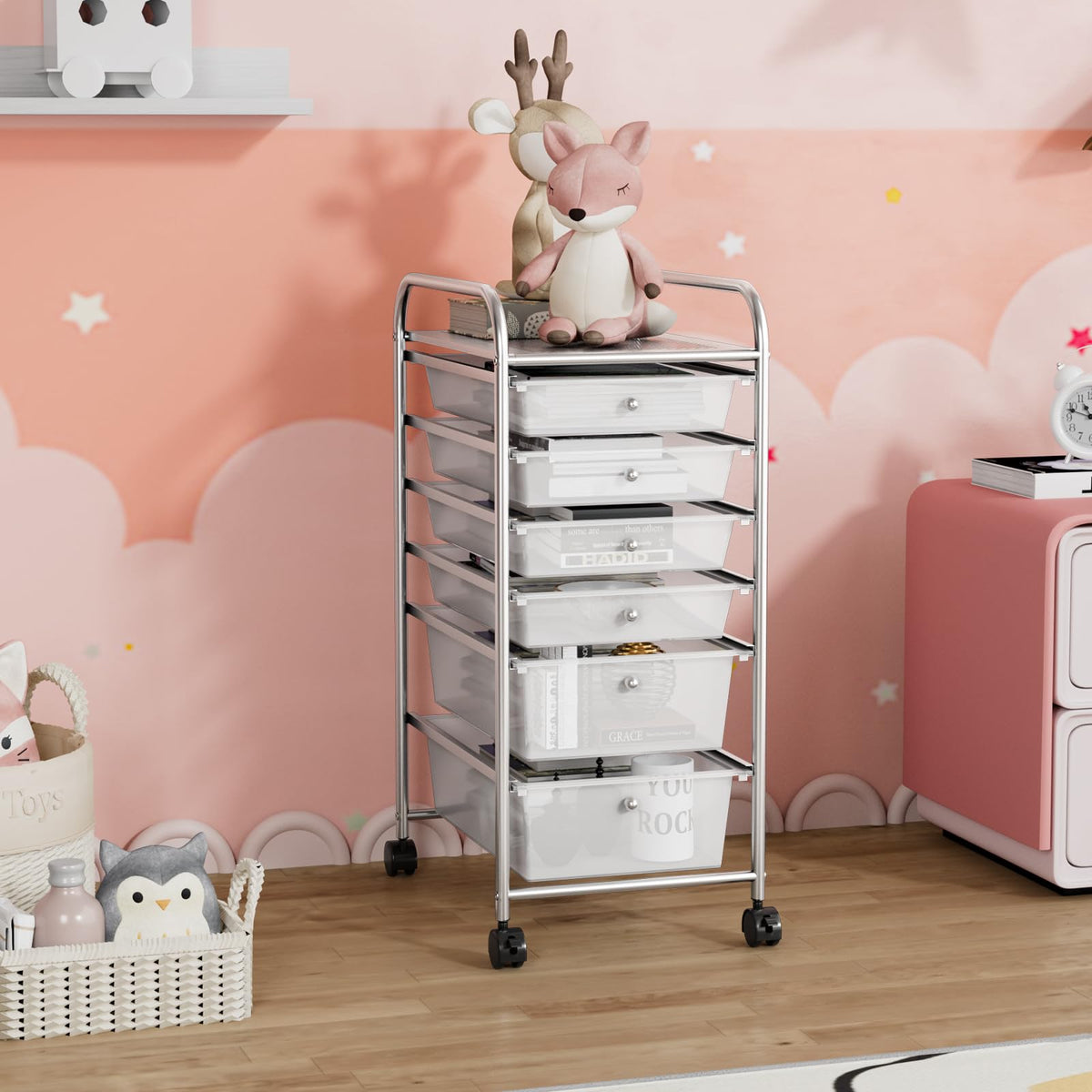Giantex Rolling Storage Cart with 6 Drawers, Multifunctional Art Craft Tools Organizer on Wheels
