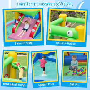 5-in-1 Inflatable Bounce House with Slide and Ocean Balls with 680W Blower
