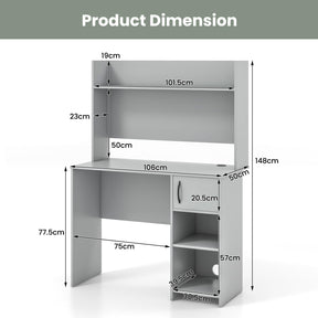 Giantex Computer Desk with Hutch, Home Office Desk w/Raised Display Shelf & 2 Open Shelves
