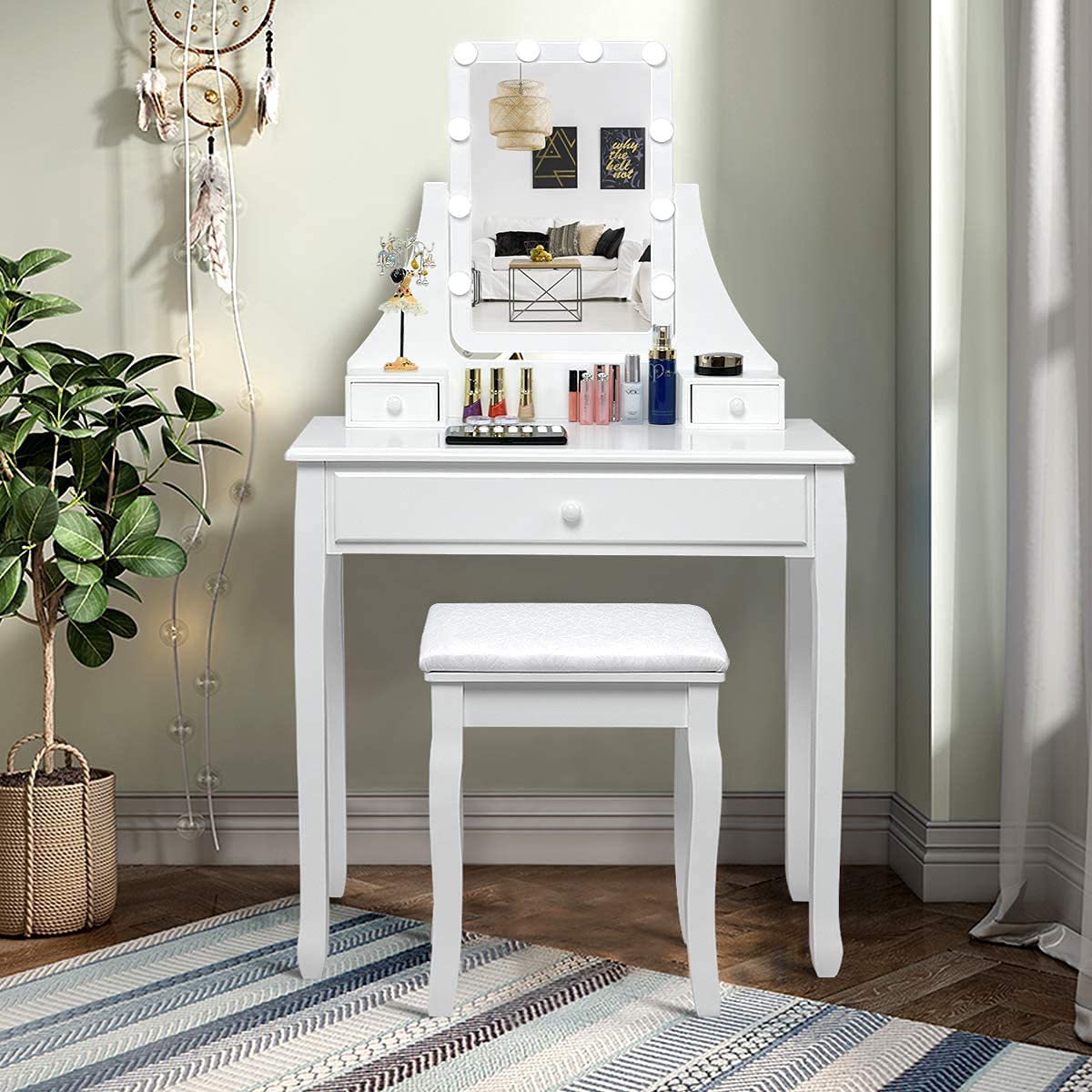 Dressing Table with Mirror & Stool