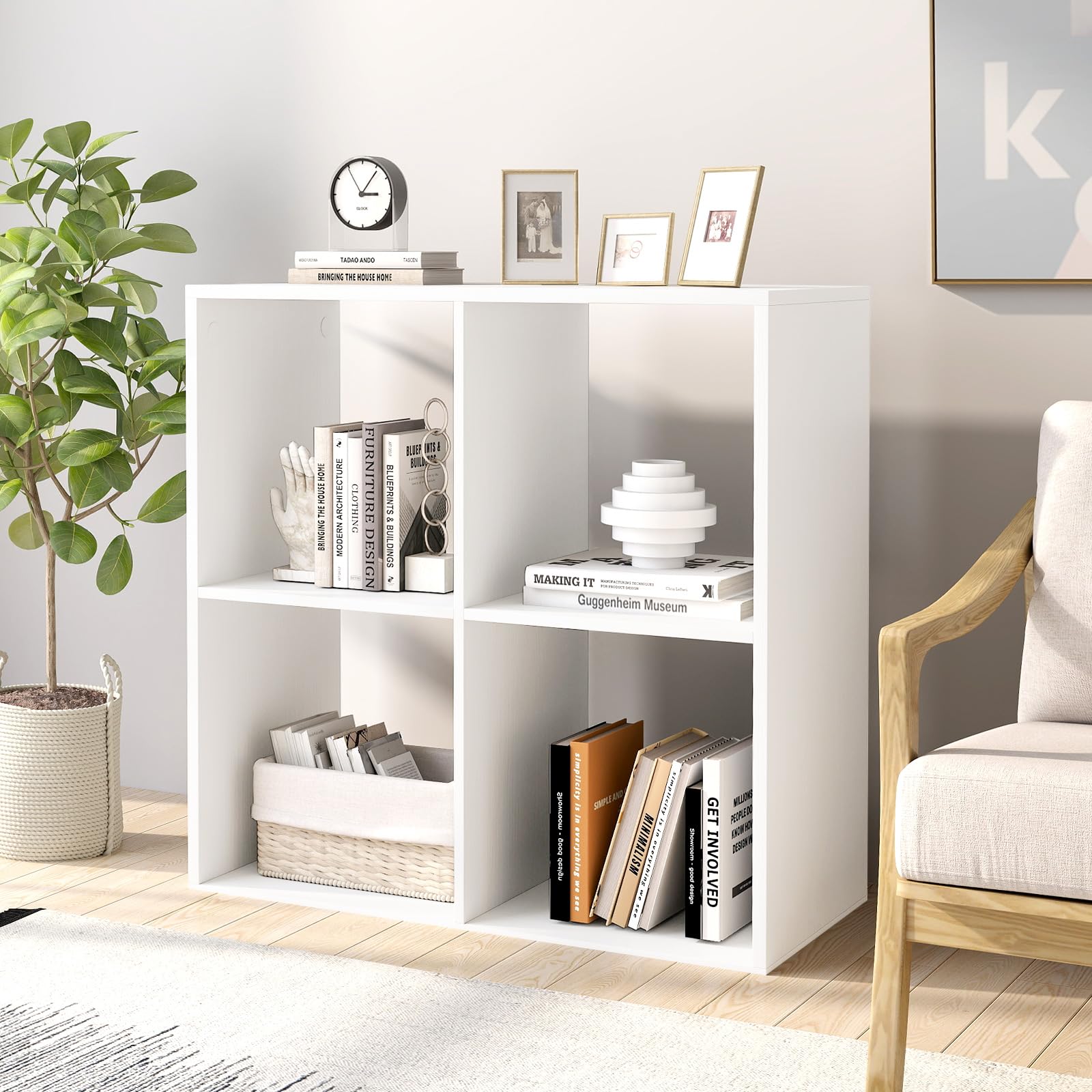 4/6-Cube Open Bookshelf Home 2-tier Large Bookcase Free-standing Storage Shelf