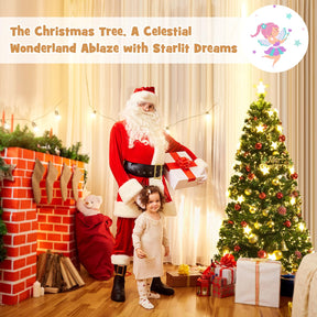 1.8M Pre-Lit Christmas Tree, Artificial Xmas Tree with 230 Branch Tips, 30 Warm White Star Lights