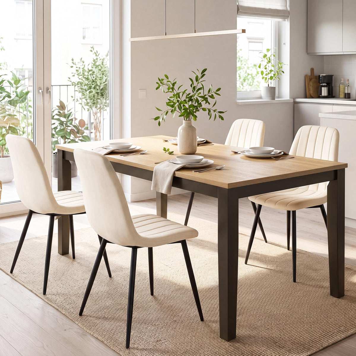 Dining Chairs Set of 4 with Sturdy Metal Legs