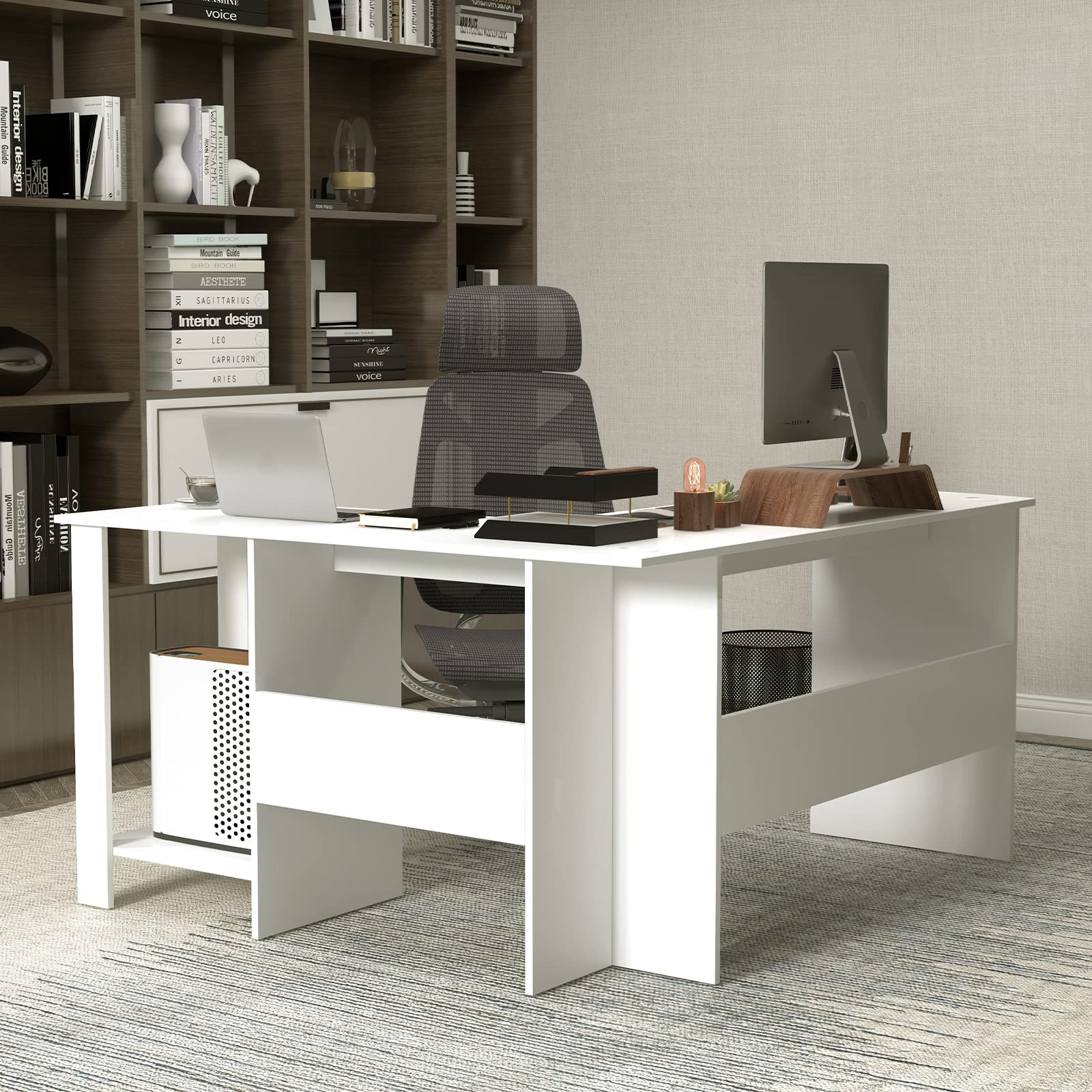 Large L-Shaped Computer Desk, Modern Home Office Writing Desk Workstation