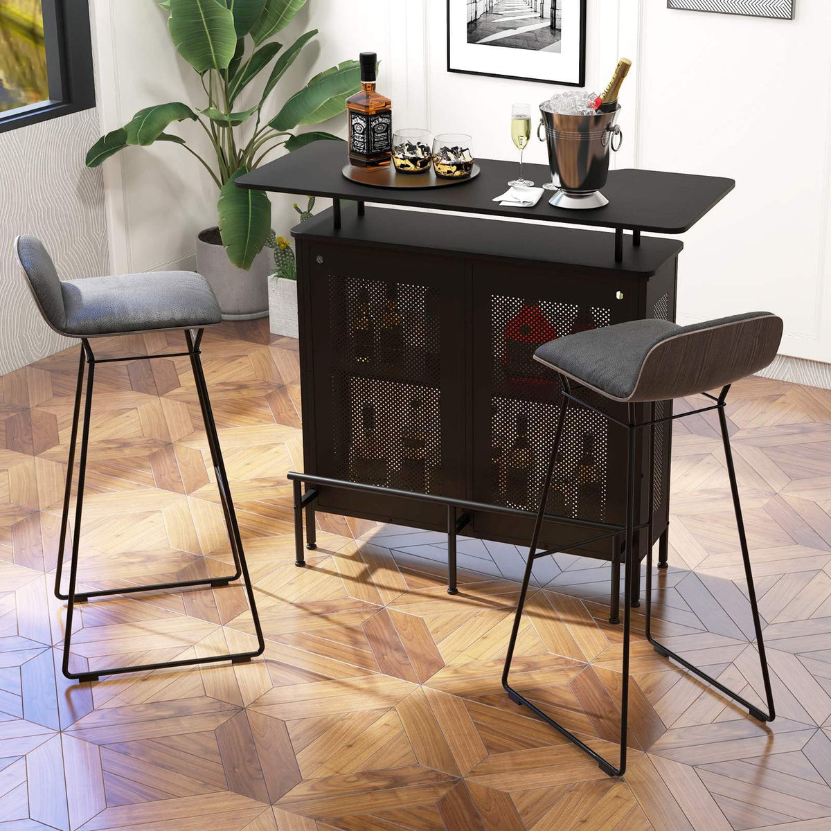 Giantex 4-Tier Home Bar Unit, Home Bar Cabinet