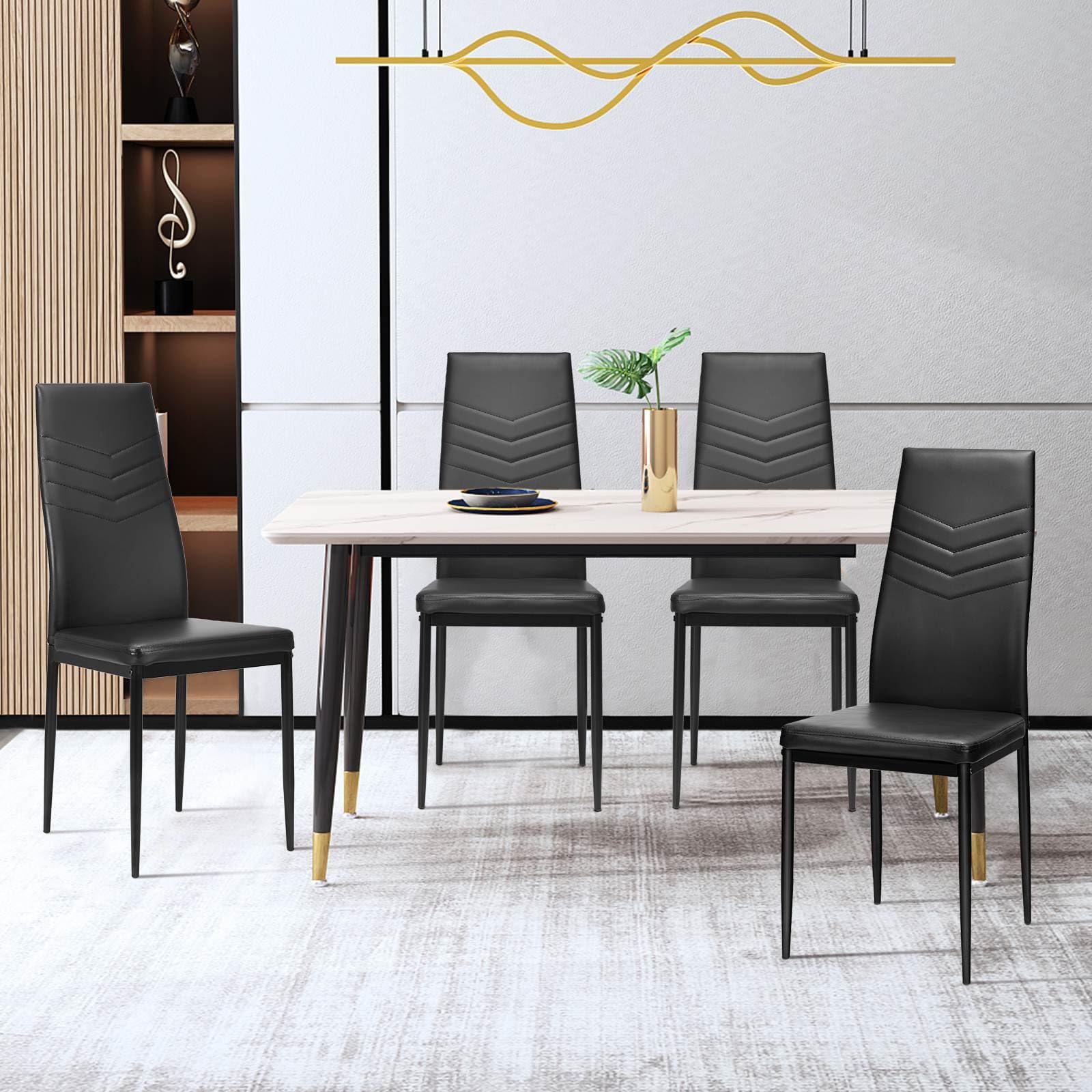 Giantex Set of 4 Dining Chairs, 4 PCS Armless Side Chairs, PVC Leather Seats with Upholstered Cushion