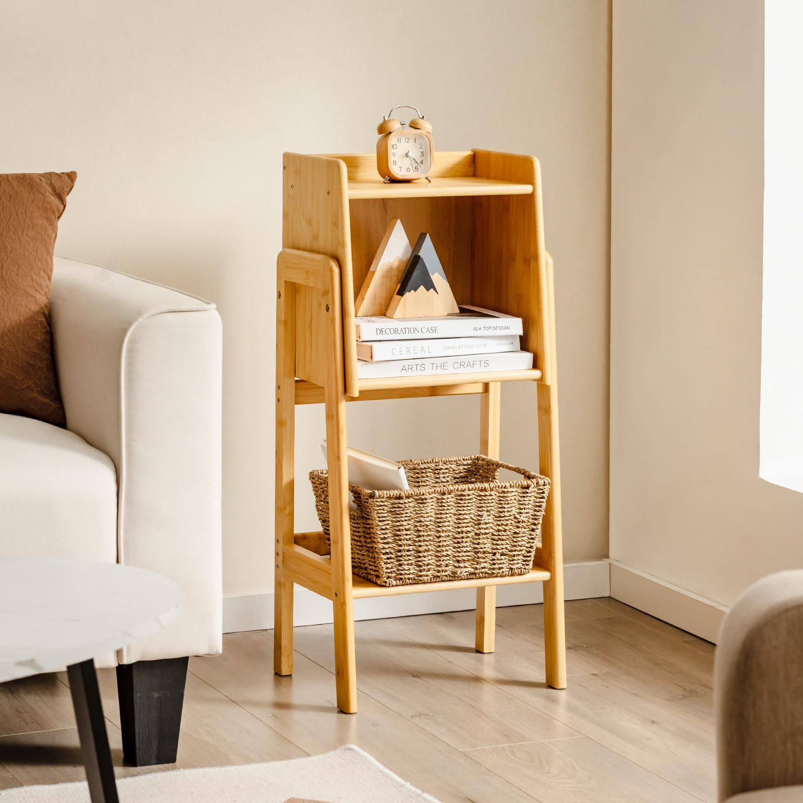 Giantex Bamboo Bookshelf, Modern Bookcase w/Legs